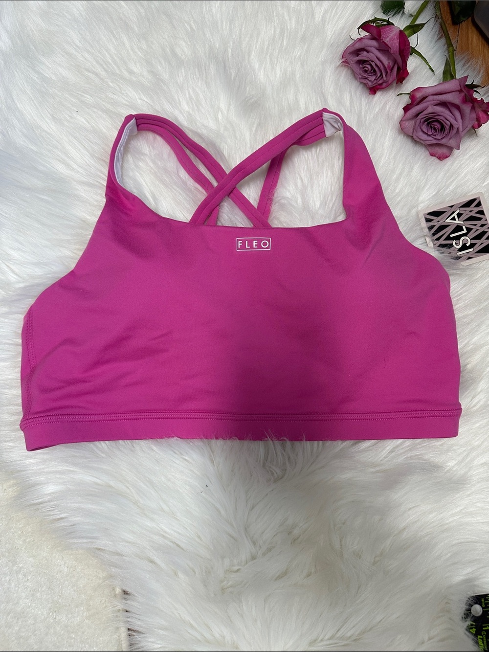 Fleo Pink Strappy Back Sports Bra sz XL